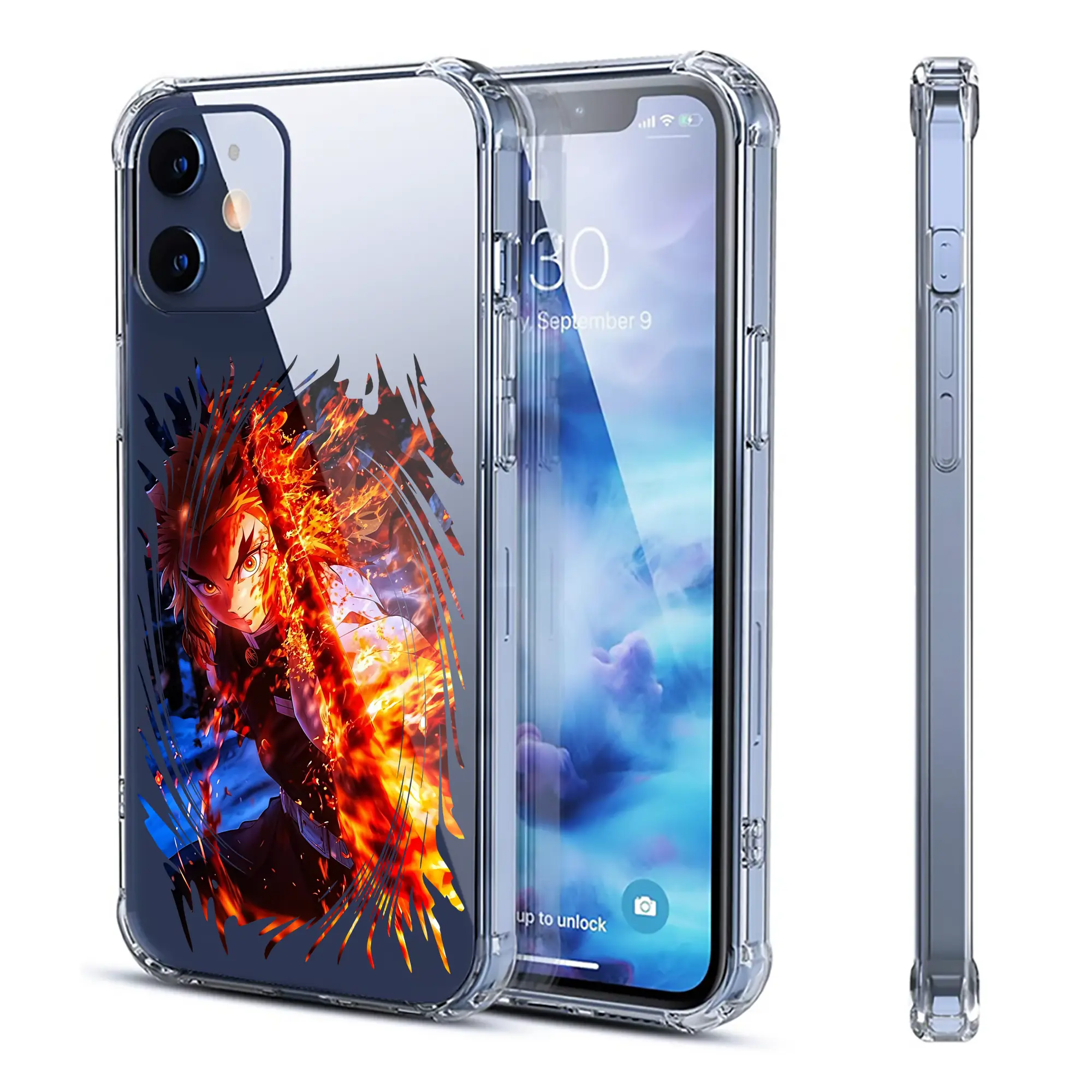 鬼滅の刃 グッズ,煉獄 杏寿郎 - IPhone 12シリーズ対応 ・ 透明スマホケース ・ クリアソフトケース ・ TPU素材 ・ 耐衝撃 ・ 高密着 ・ 防汚 防指紋 ・ 簡単着脱